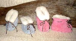 pink or blue children's sheepskin slippers